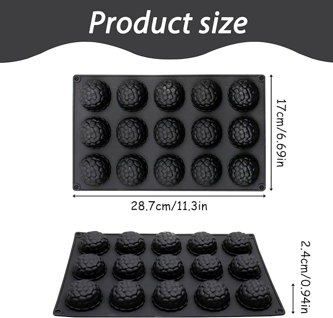 15-Cavity Silicone Baking Mold, Raspberry Shape, 11.3 x 6.69 in, - Image 2
