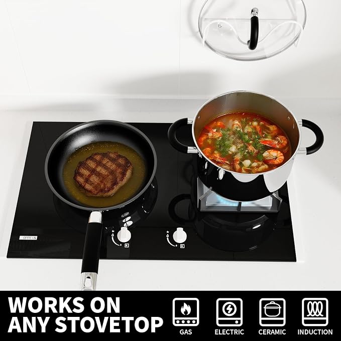 Non Stick Frying Pans Sets, 3-Piece Nonstick Pans, 10” 11.5” Skillet, 5” Egg Pan - Image 5