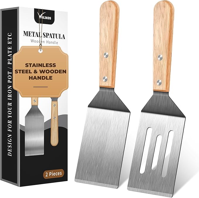 Stainless Steel Spatula Set, 2 Pieces Metal Spatula by Volikos