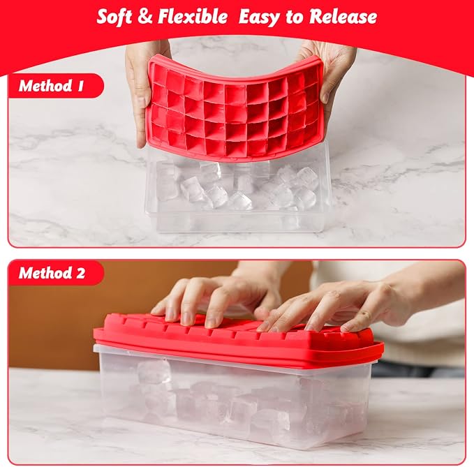 Silicone Ice Cube Tray with Leak-Proof Lid & Storage Bin - Image 3