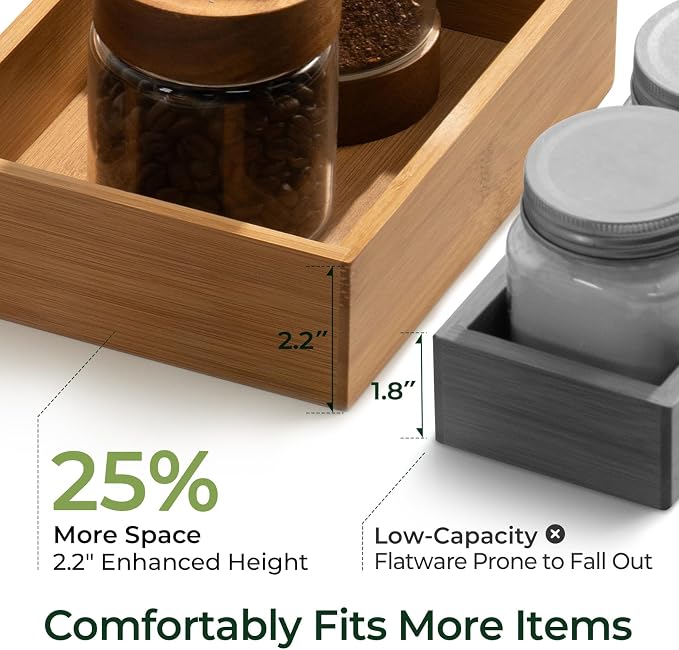 keechee 10-Piece Bamboo Drawer Organizer Set, 2.2" Deep Multi-Use Organizers - Image 2