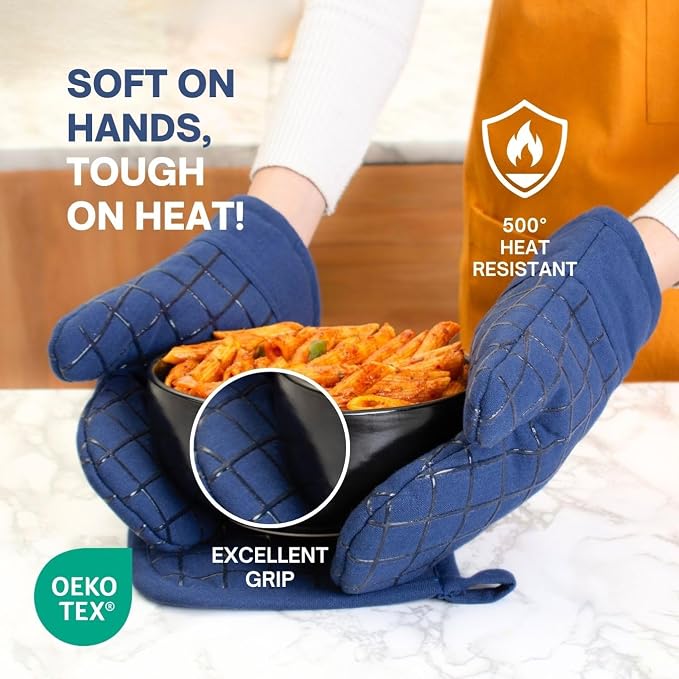 Oven Mitts and Pot Holders Set for Kitchen | 4 Pc Set| Heat Resistant Up to - Image 2
