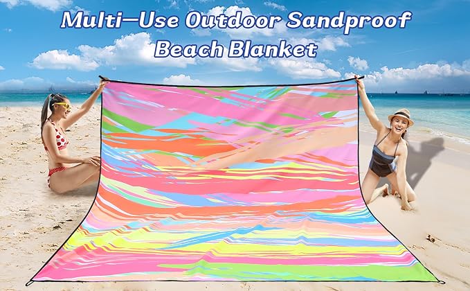 HIHOHO Beach Blanket Waterproof Sandproof Extra Large Beach Mat 79" X - Image 6