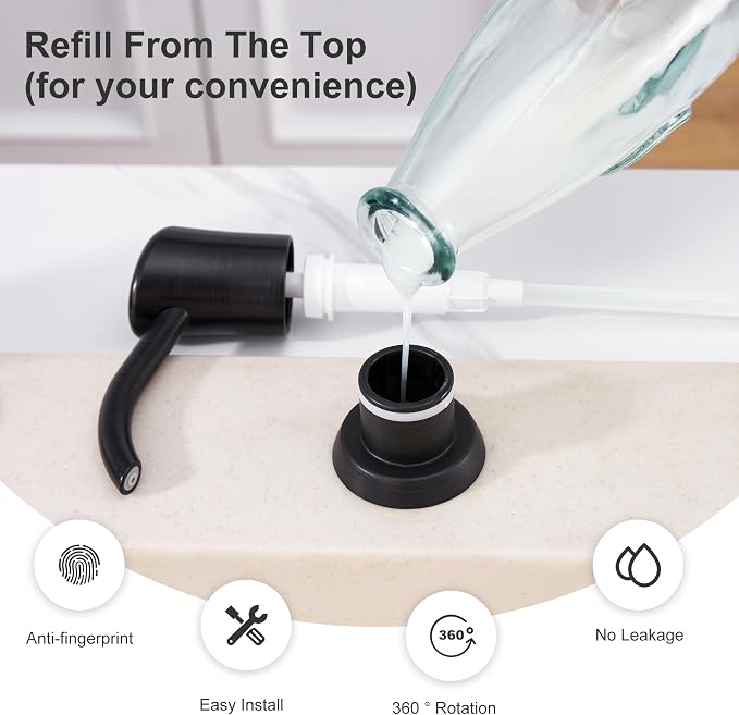 GAGALIFE Soap Dispenser for Kitchen Sink, ABS in Counter Soap Dispenser - Image 6