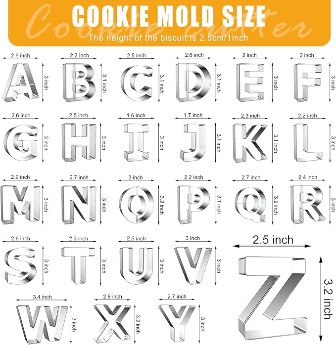 Letter Cookie Cutters Shapes Large 3 Inch - Image 2
