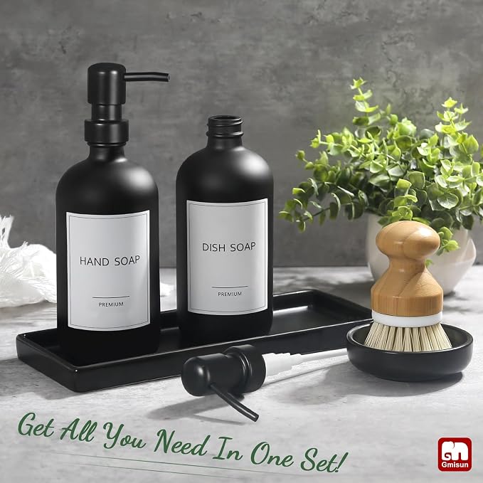 GMISUN Kitchen Soap Dispenser Set, 17 fl oz Dish Soap Dispenser - Image 2