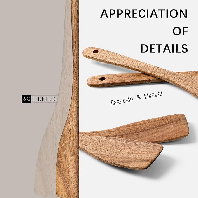2pcs Wooden Spatulas for Cooking, 13inch Coated Acacia Wood Turners for Frying - Image 3