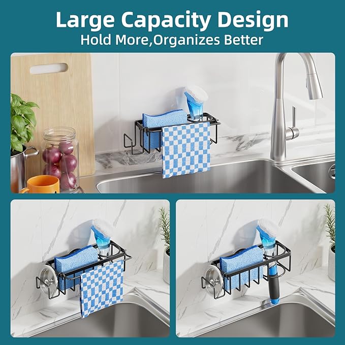 TAILI 4-in-1 Sink Caddy with Strong Suction Cup, Sponge Holder - Image 6