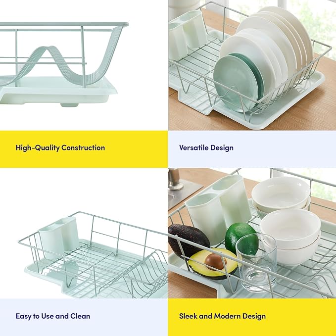 Sweet Home Collection Space-Saving 3-Piece Dish Drainer Rack Set: Efficient - Image 6