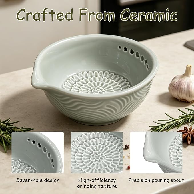 Grater Plate, 3 in 1 Ceramic Ginger Grater Bowl - Image 3