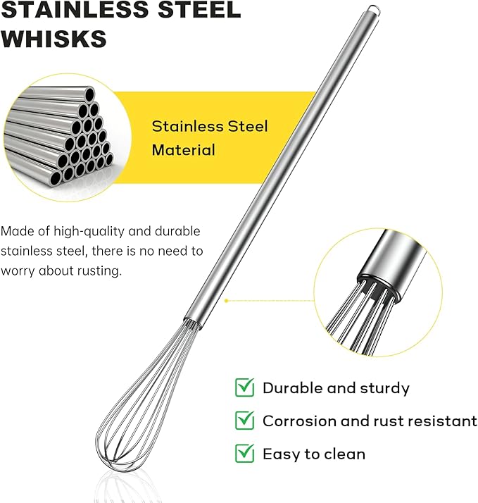 NileHome Mini Whisks Stainless Steel Whisk 11" Kitchen Small Wisk Balloon Wire - Image 3