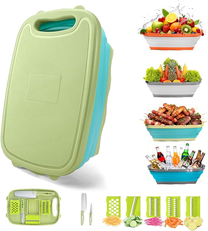 Gintan Camping Cutting Board, 9-in-1 Collapsible Chopping Board by Gintan