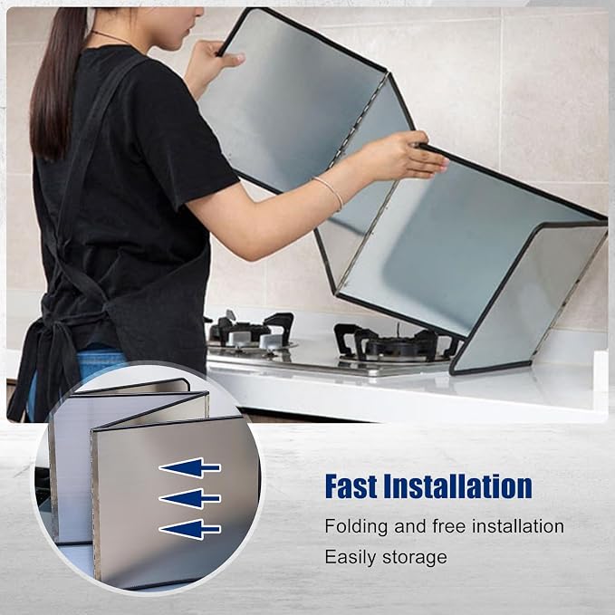 4 Sided Splatter Guard, Foldable Stainless Steel Oil Splatter Screens - Image 7