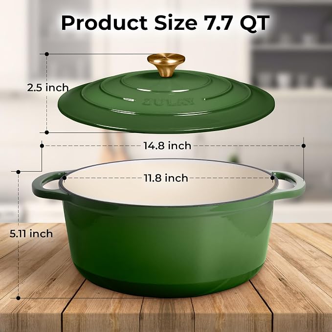 Zulay Kitchen 7.7 Quart Enameled Cast Iron Dutch Oven Pot - Image 8