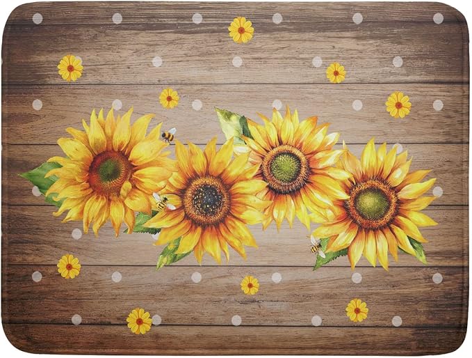 Summer Sunflower Bee Dish Drying Mat by Anyako
