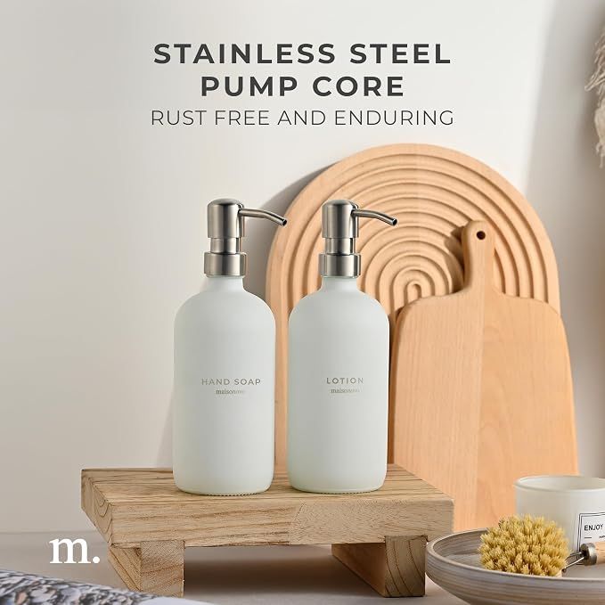MaisoNovo Soap Dispenser 2-Piece Set | 16.9oz White Bottles - Image 4