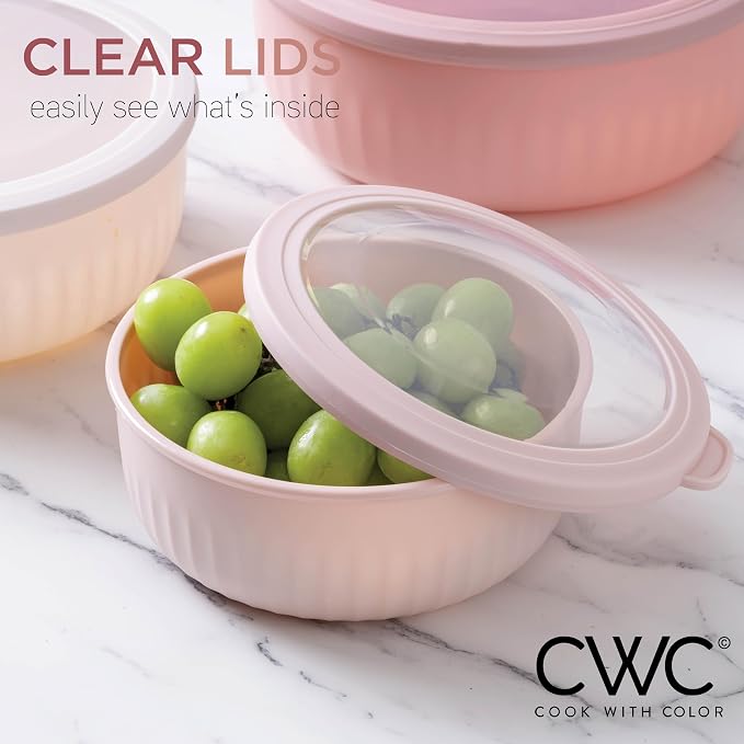 COOK WITH COLOR Prep Bowls with Lids- Wide and Deep Nesting Plastic Small - Image 6