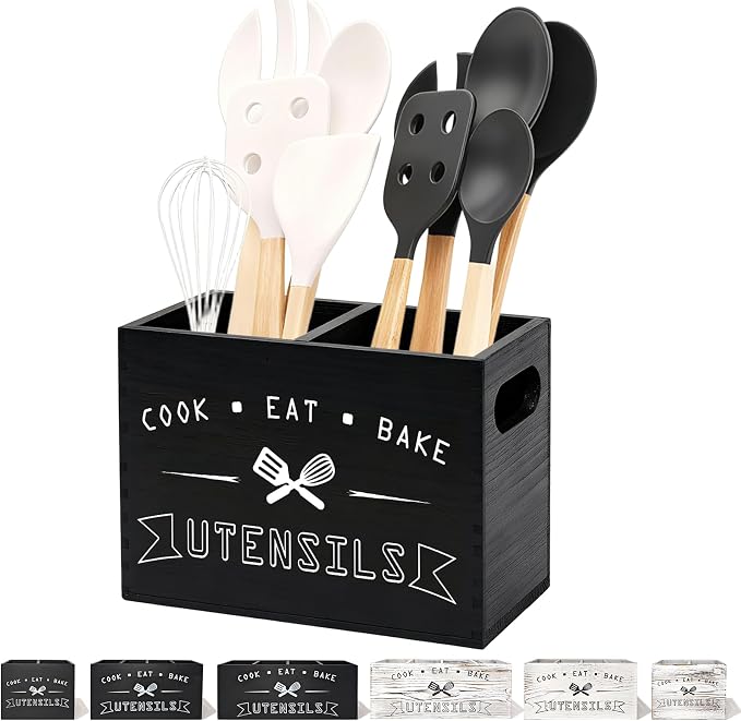 Small and Durable Wood Kitchen Utensil Holder by Unknown