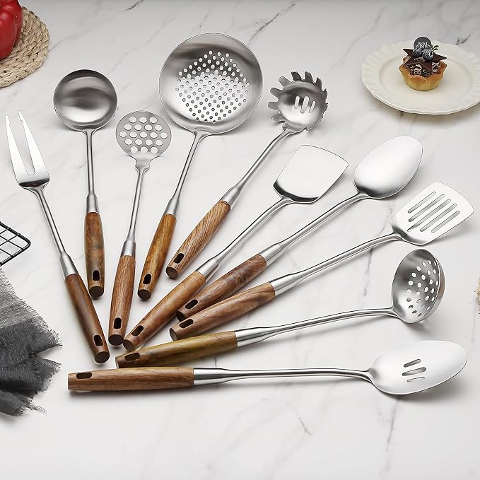 10 Pcs Cooking Utensils Set 304 Stainlss Steel Kitchen Utensils Set Heat - Image 7
