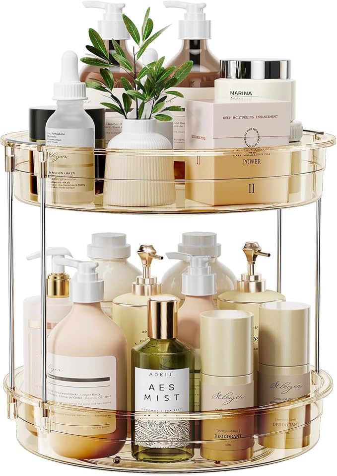 LAMU 12inch 2 Tier Lazy Susan Turntable Organizer Rotating Spice Rack - Image 8
