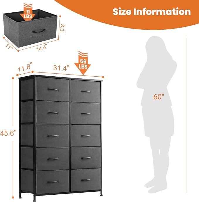 Sweetcrispy Dresser for Bedroom Tall Drawer Dresser Organizer Storage Drawers - Image 3