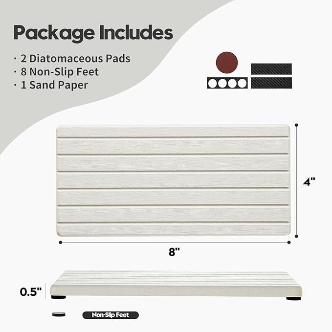 Razborci 2 Pack Greige Bathroom Sink Vanity Trays, Diatomite Stone Kitchen - Image 5