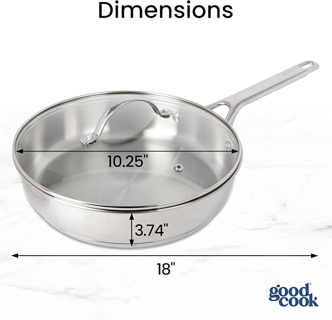 GoodCook Stainless Steel Deep Saute Pan 10.25-Inch, Oven-Safe to 500F & - Image 5