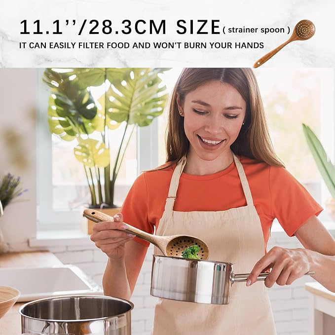 Wooden Spoons for Cooking, Nonstick Cooking Utensil Set - Image 3