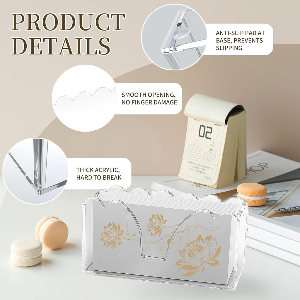 Acrylic Napkin Holder, Clear Scalloped Guest Towel Holder Tray for