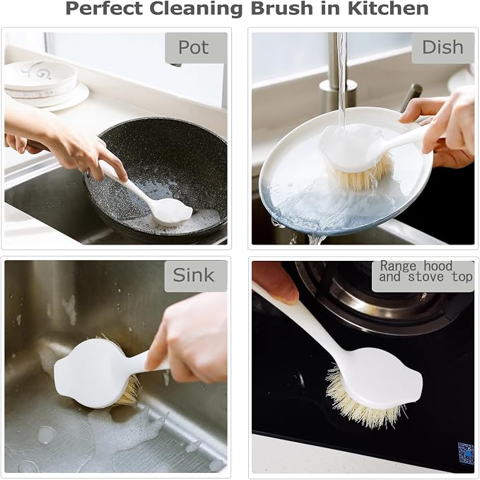 Facjoleco Dish Brush with Handle, Pot Brush, 2 Pack Kitchen Scrub Brushes - Image 5