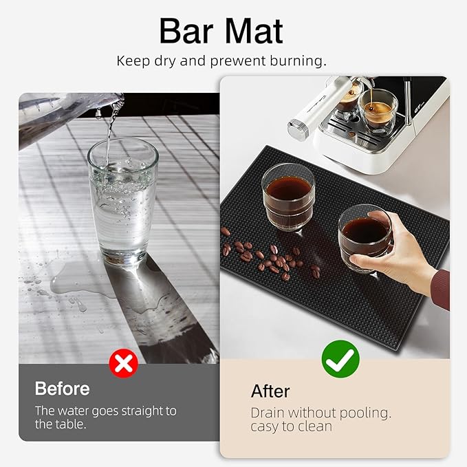 4 Pcs Bar Mats for Countertop 18 x 12 Inch Rubber Silicone Bar Drying Coffee - Image 3