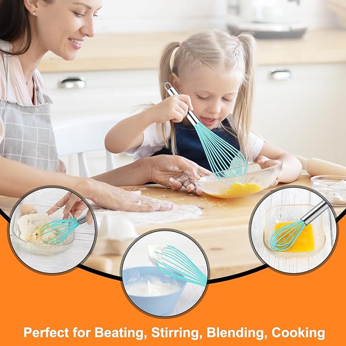 HOTEC 4 Pieces Silicone Whisks Set, Wire Balloon Whisks Egg Beater, Non-slip - Image 7