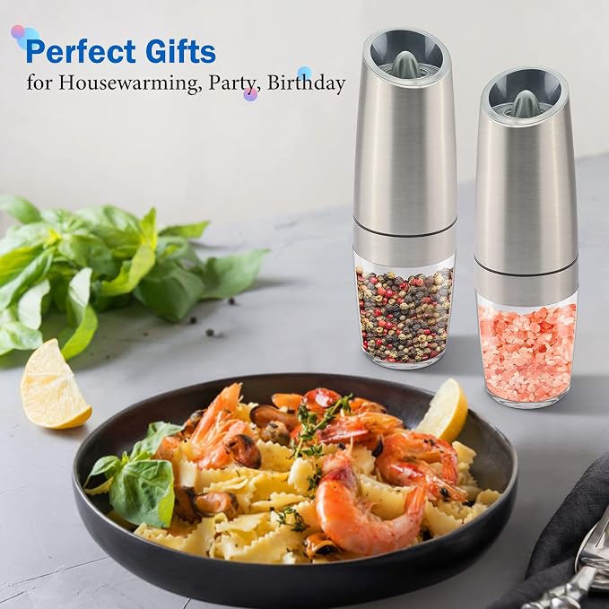 Gravity Electric Salt and Pepper Grinder Set, Battery Powered LED Light One - Image 7