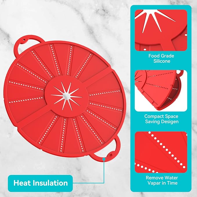 Silicone Splatter Screen for Frying Pan, Foldable Splash Guard, Heat-Resistant - Image 3