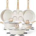 13 Pcs Pots and Pans Set, Nonstick Cookware Sets White Granite Induction by SODAY