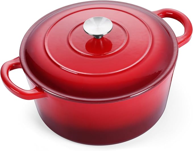 E-far 7QT Enameled Dutch Oven, Cast Iron Dutch Oven Pot by E-far