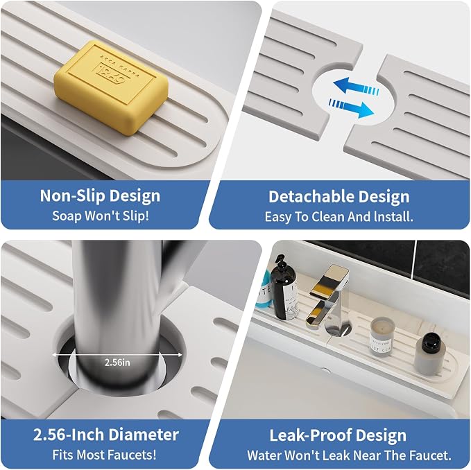 Lyxel Kitchen Faucet Mat, Quick Drying Diatomite Sink Faucet Mat Splash Guard - Image 8