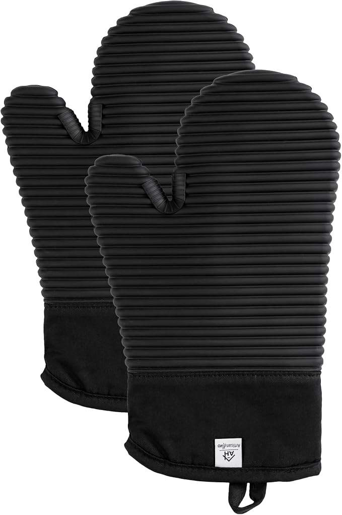 Extra Long Silicone Oven Mitts | Heat Resistant 500°F BPA-Free Food Grade by AH+Artisan+Home