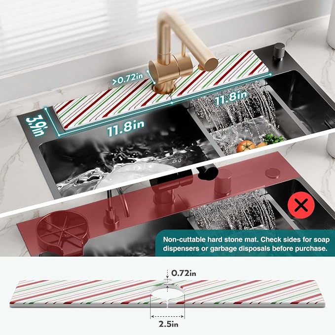 Stone Faucet Mat for Kitchen Sink, Diatomite Drying Stone Mat for Kitchen - Image 2
