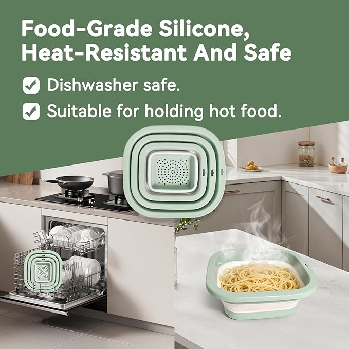 Collapsible Colander and Sink Basin Set - 2 in 1 Collapsible Colander Strainer - Image 6