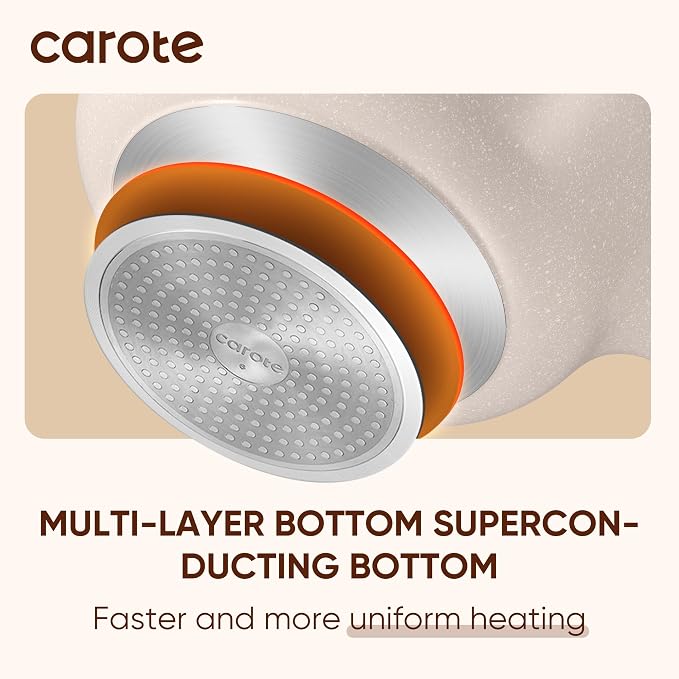 CAROTE Hot Pot with Divider Double Flavor Divided Stockpot with Glass Lid - Image 5