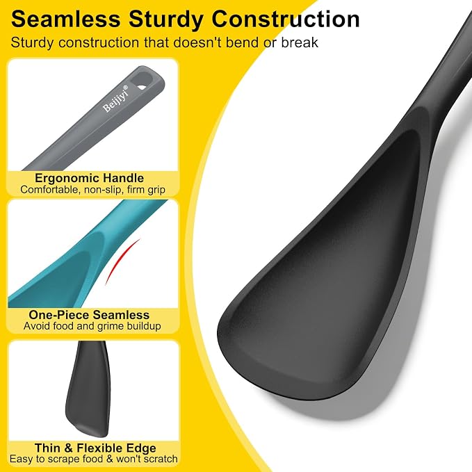 Beijiyi 3 Pack Silicone Cooking Spoons, 12.6 In Multifunction Spatula Spoon - Image 3