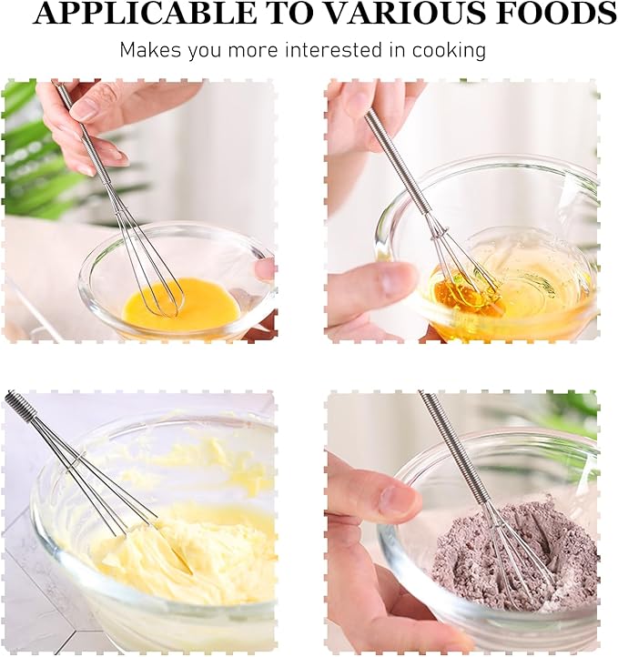 NileHome Mini Whisks Stainless Steel Whisk Set 5" 7" 7"Kitchen Small Wisk - Image 3