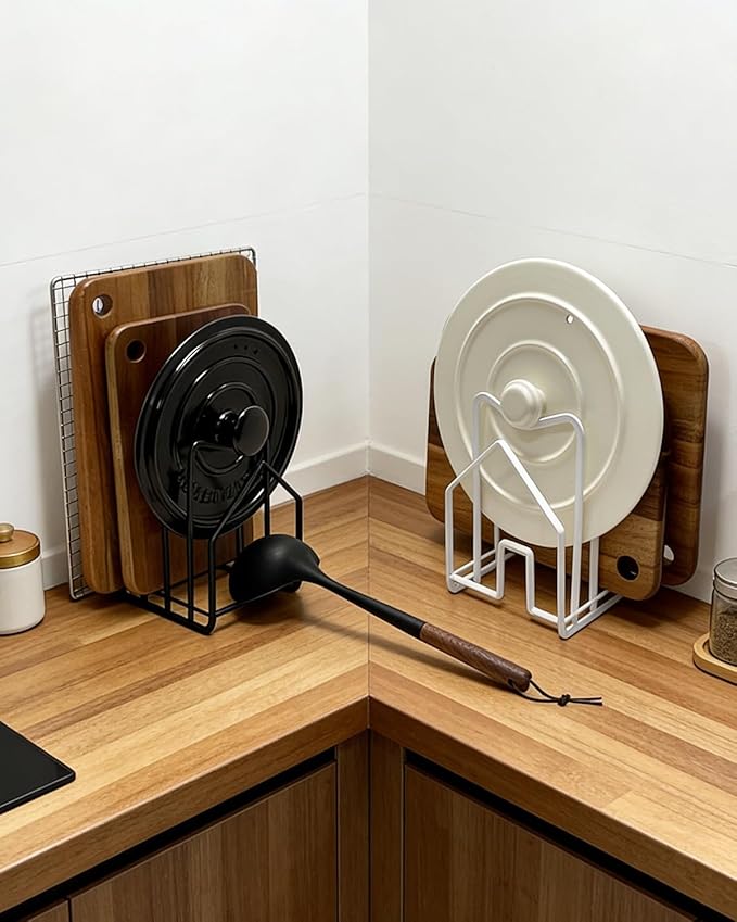 SUNFICON Cutting Board Rack Chopping Board Organizer Pot Pan Lids Holder Thin - Image 9