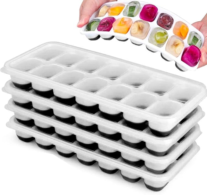 Set of 4 Stackable Silicone Ice Cube Trays by VIGORPATH