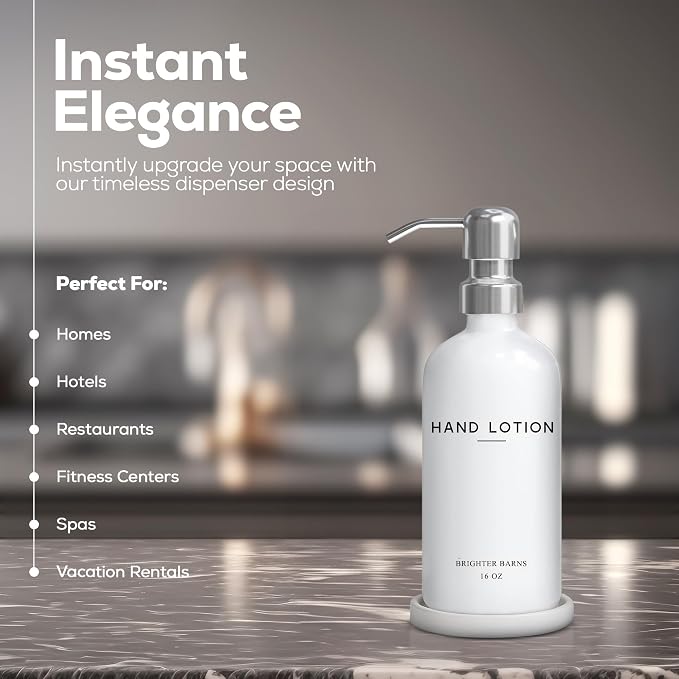 White Glass Lotion Dispenser - Image 2