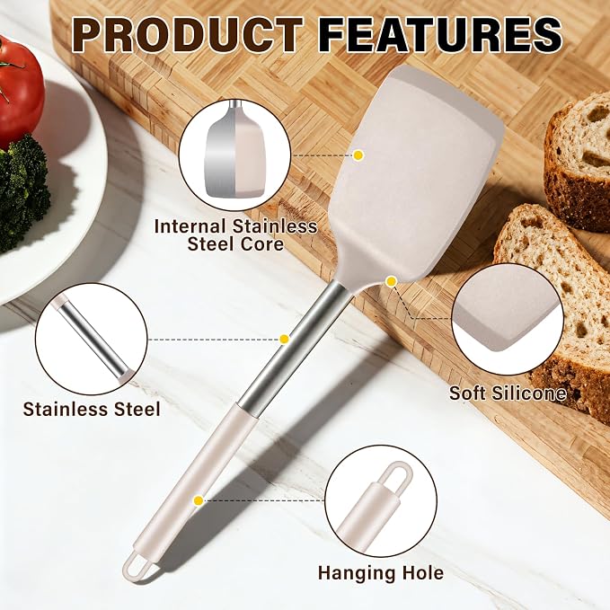 5Pcs Silicone Cooking Utensils Set, Heat Resistant Kitchen Tools Include - Image 3