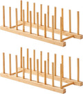 Bamboo Dish Drying Rack-2 PCS Pot Lid Plate Rack Organizer Holder by Worthyeah