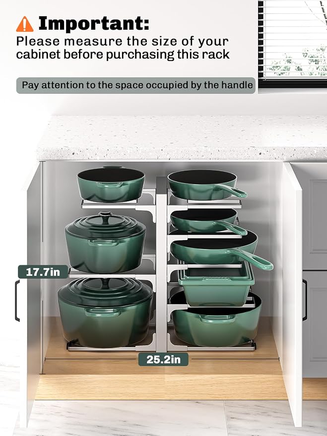 MUDEELA 8-Tier Pots and Pans Organizer under Cabinet, 15.83" Height Heavy Duty - Image 2