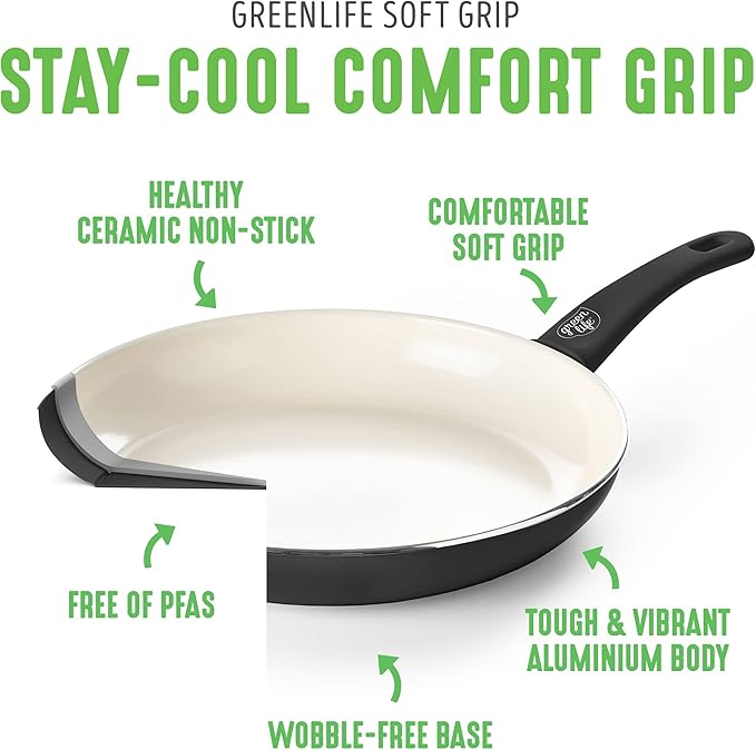 GreenLife Soft Grip Healthy Ceramic Nonstick 23 Piece Kitchen Cookware Pots and - Image 4